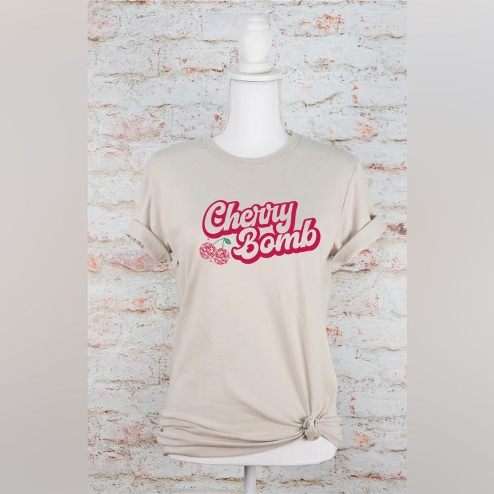 Ch Ch Cherry Bomb Disco Ball Softstyle Tee Cream Large Y2K Disco Bella Canvas